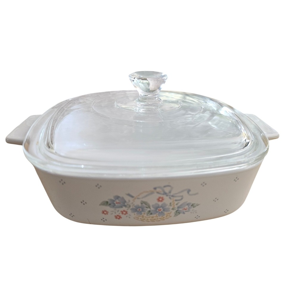 Corning Ware A-1-B 1 Liter Country Cornflower Casserole Dish w/Glass Lid Vintage